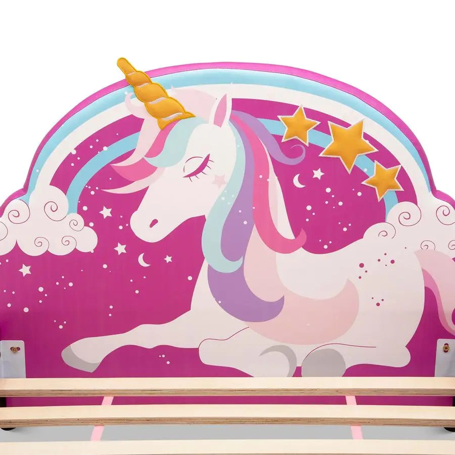 Children Unicorn Upholstered Twin Bed, Pink