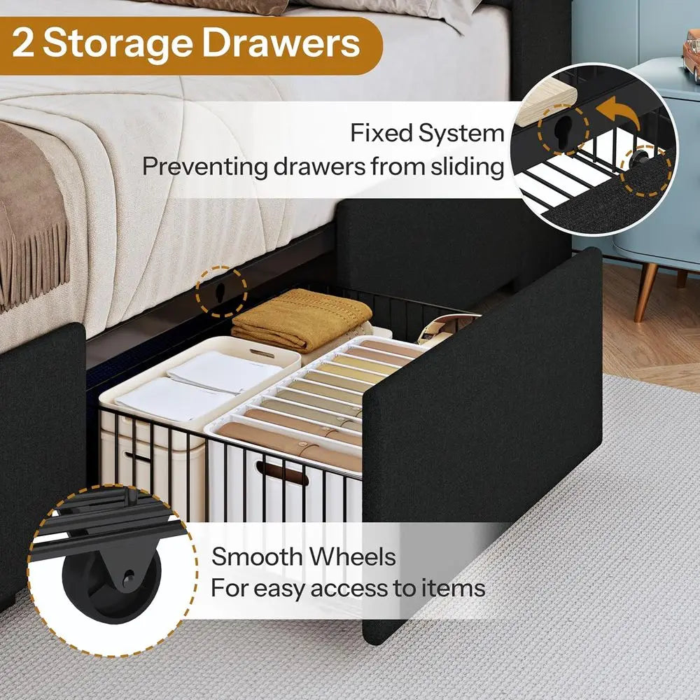 Twin Bed  LED Lights &Charging Station
